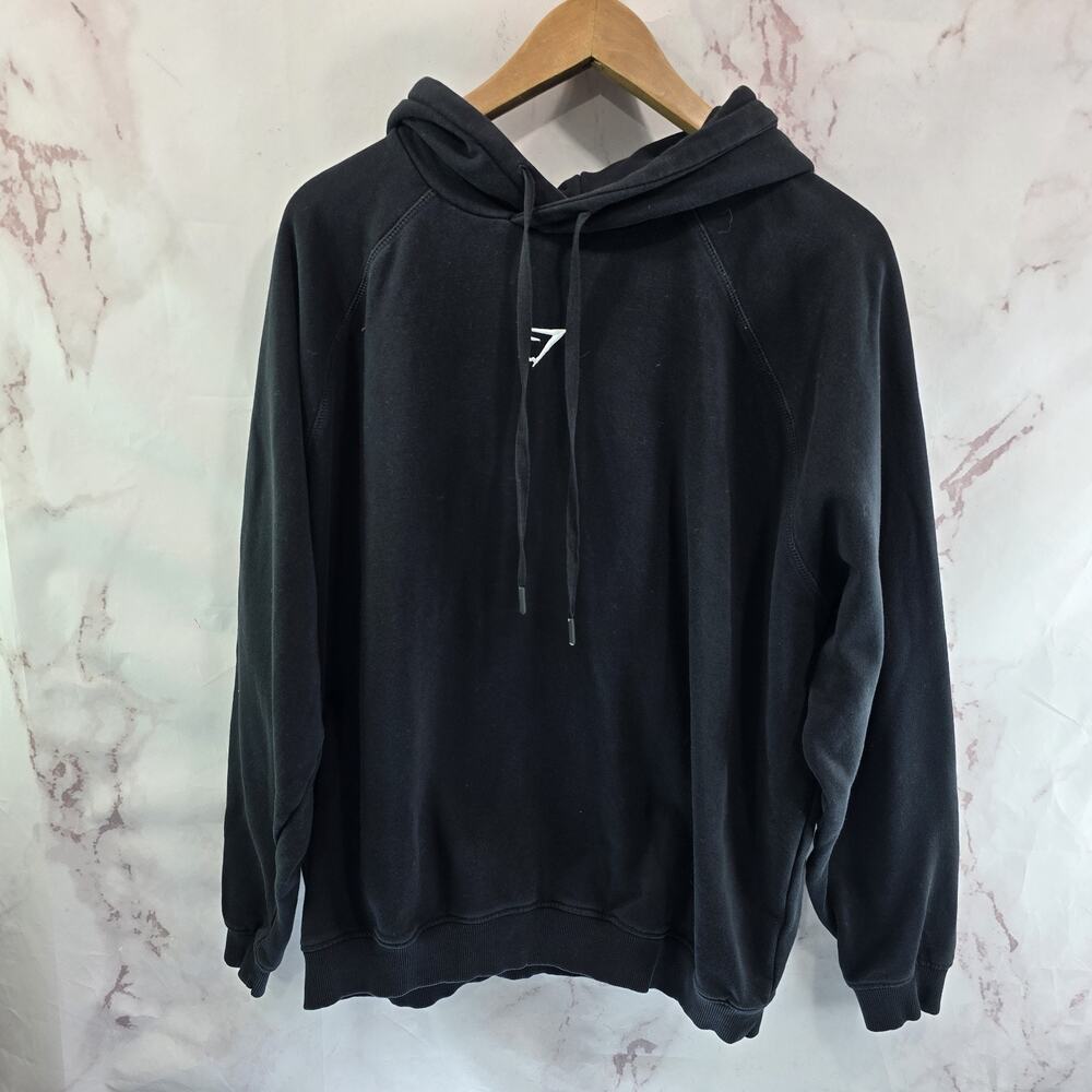 Gymshark Hoodie Mens Medium Black Cotton Pullover Sweatshirt